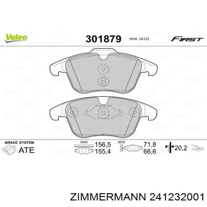 Купити 241232001 Zimmermann Колодки гальмівні передні, дискові