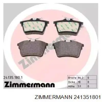 Купити 241351801 Zimmermann Задні колодки