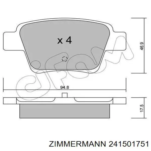 Задні гальмівні колодки Zimmermann 241501751 ціна, від 16.51 USD