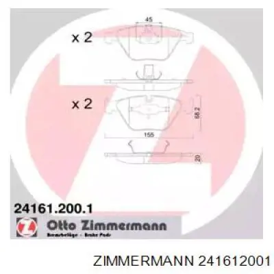 Купити 241612001 Zimmermann Колодки гальмівні передні, дискові