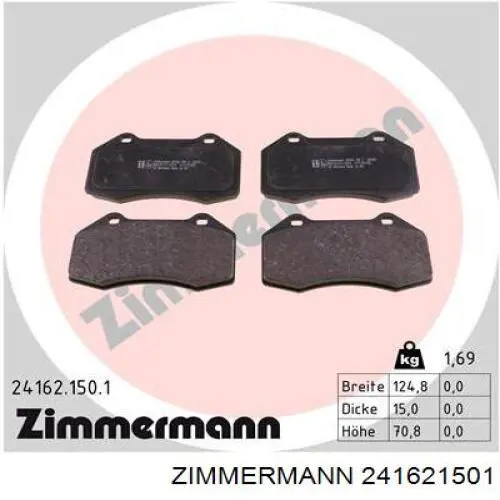 241621501 Zimmermann колодки гальмівні передні, дискові