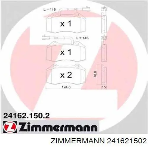 Колодки гальмівні передні, дискові 241621502 Zimmermann