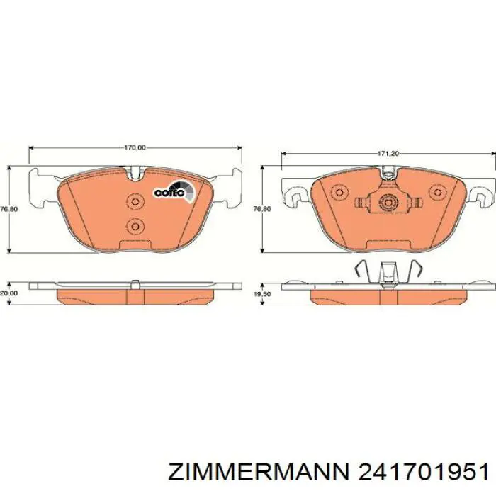 241701951 Zimmermann колодки гальмівні передні, дискові