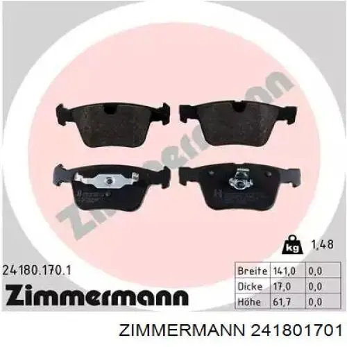 Купити 241801701 Zimmermann Задні колодки