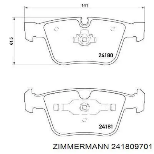 Задні гальмівні колодки Zimmermann 241809701 ціна, від 51.70 USD