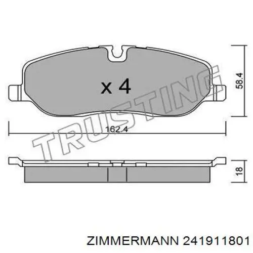 Купити 241911801 Zimmermann Колодки гальмівні передні, дискові