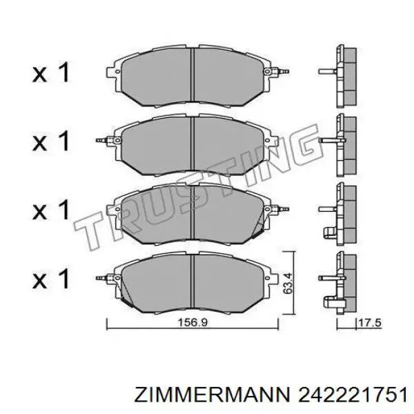 242221751 Zimmermann колодки гальмівні передні, дискові