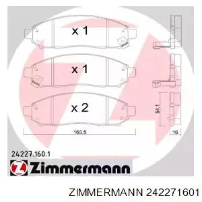 Колодки гальмівні передні, дискові 242271601 Zimmermann