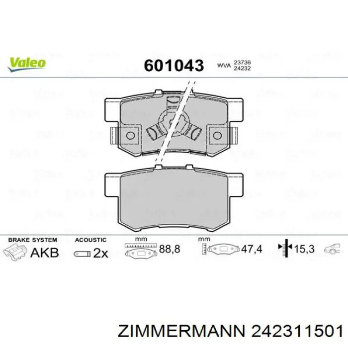 Задні гальмівні колодки Zimmermann 242311501 ціна, від 24.04 USD