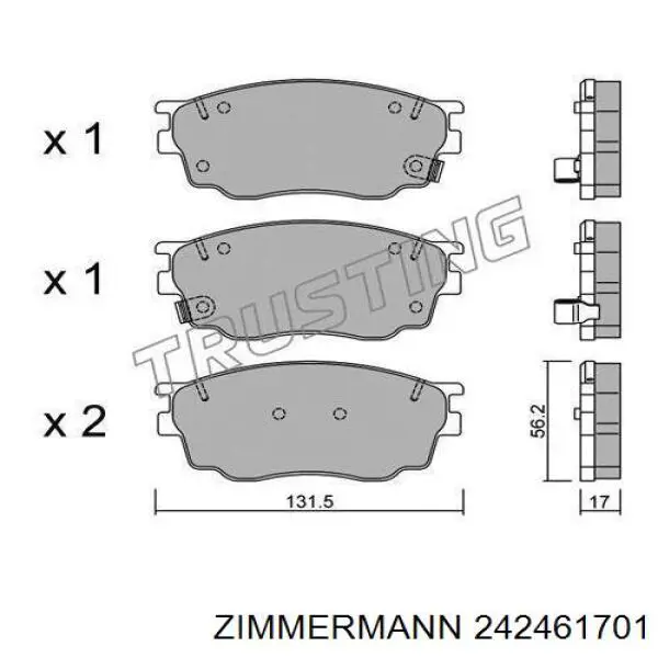 Колодки гальмівні передні, дискові 242461701 Zimmermann