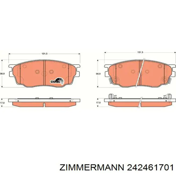 Гальмівні колодки Zimmermann 242461701 ціна, від 19.63 USD