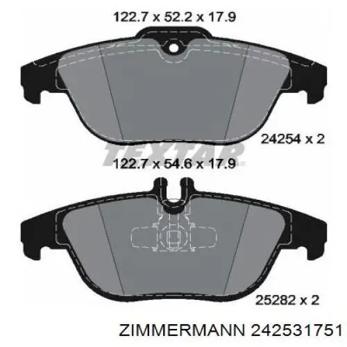 Задні гальмівні колодки Zimmermann 242531751 ціна, від 48.44 USD
