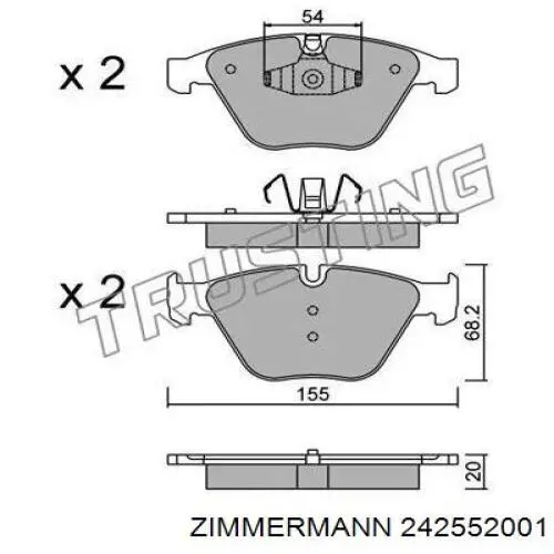 Купити 242552001 Zimmermann Колодки гальмівні передні, дискові