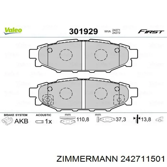Задні гальмівні колодки Zimmermann 242711501 ціна, від 25.09 USD