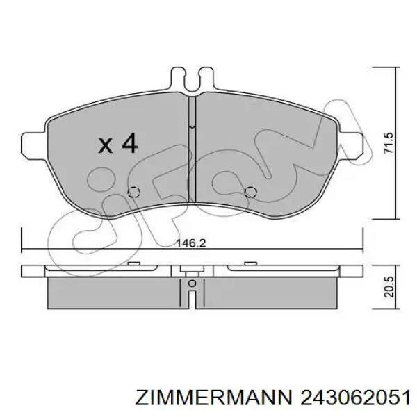 Гальмівні колодки Zimmermann 243062051 ціна, від 55.21 USD