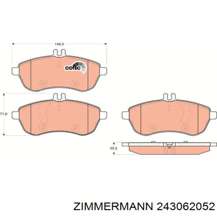 Купити 243062052 Zimmermann Колодки гальмівні передні, дискові