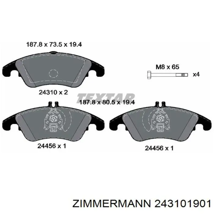 Гальмівні колодки Zimmermann 243101901 ціна, від 70.72 USD