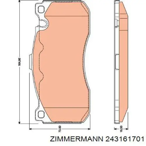 Передні тормозні колодки 243161701 Zimmermann