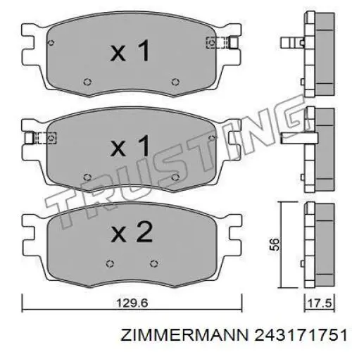 Передні тормозні колодки 243171751 Zimmermann