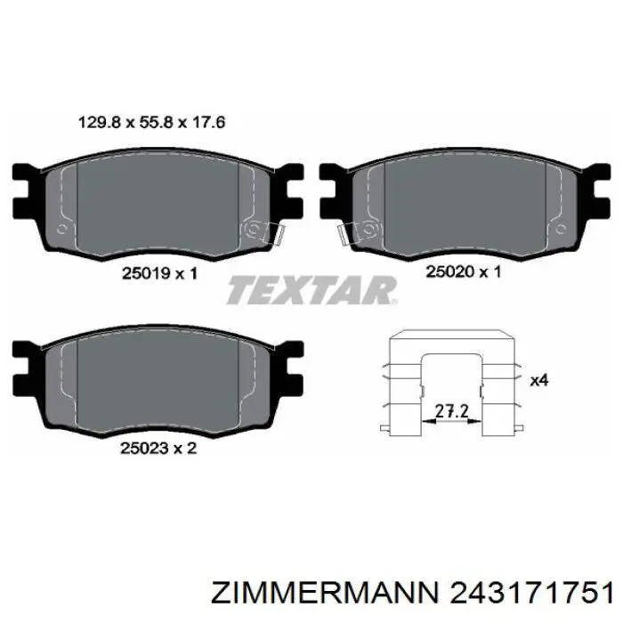 Купити 243171751 Zimmermann Колодки гальмівні передні, дискові