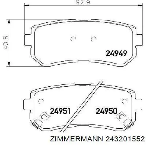 243201552 Zimmermann Колодки гальмівні задні, дискові