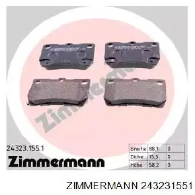 243231551 Zimmermann Колодки гальмівні задні, дискові