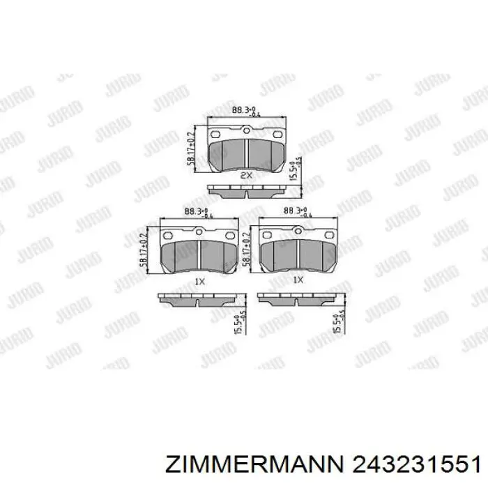 Купити 243231551 Zimmermann Задні колодки