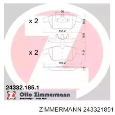 243321851 Zimmermann колодки гальмівні передні, дискові