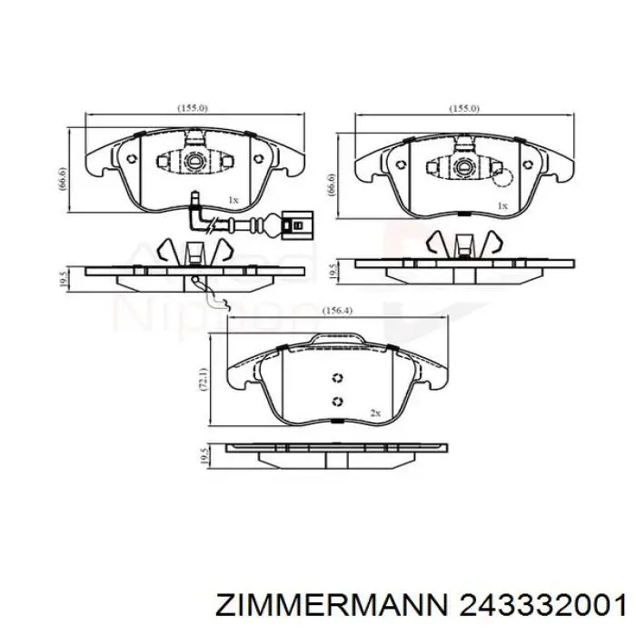 Передні тормозні колодки 243332001 Zimmermann