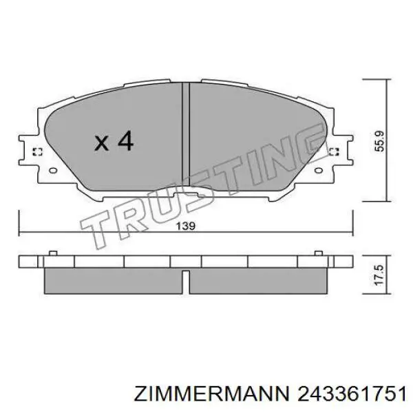 Гальмівні колодки Zimmermann 243361751 ціна, від 27.66 USD