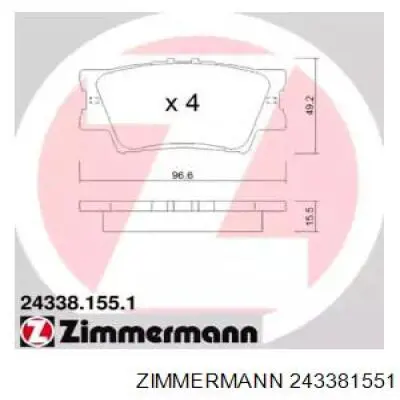243381551 Zimmermann Колодки гальмівні задні, дискові
