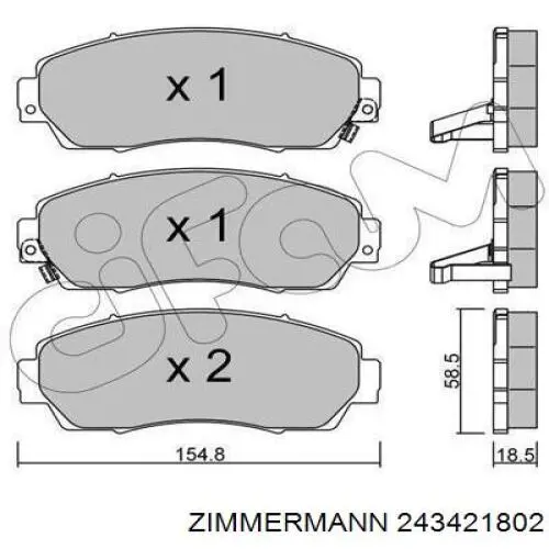 Гальмівні колодки Zimmermann 243421802 ціна, від 34.21 USD