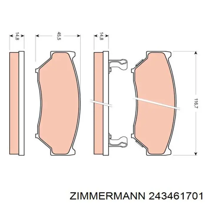 Купити 243461701 Zimmermann Колодки гальмівні передні, дискові