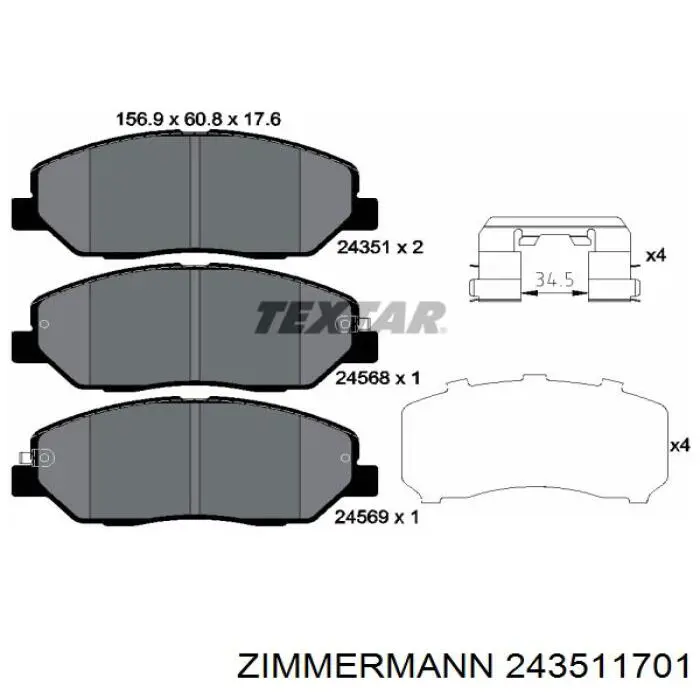 Гальмівні колодки Zimmermann 243511701 ціна, від 27.84 USD