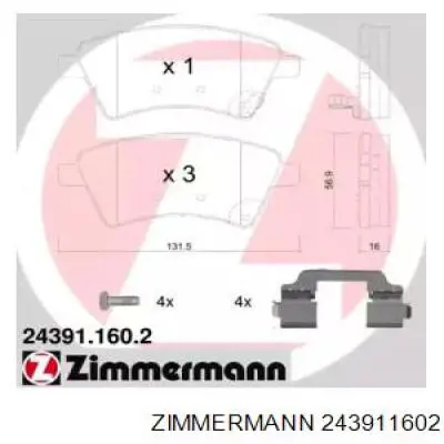 243911602 Zimmermann колодки гальмівні передні, дискові