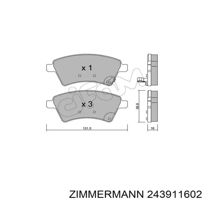 243911602 Zimmermann Передні гальмівні колодки