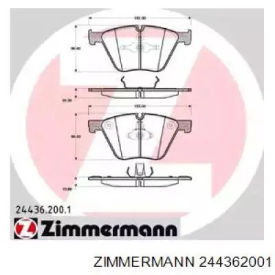 244362001 Zimmermann Передні гальмівні колодки