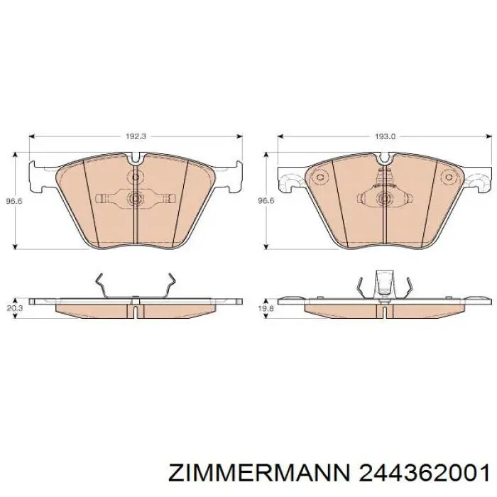 244362001 Zimmermann колодки гальмівні передні, дискові
