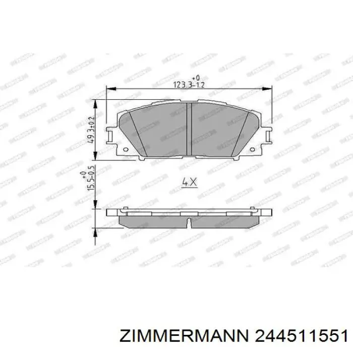 Передні тормозні колодки 244511551 Zimmermann