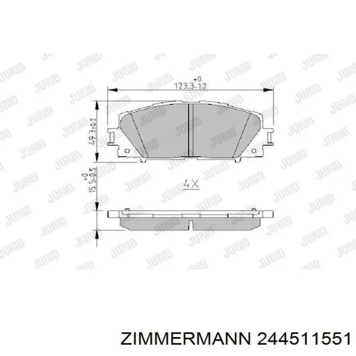 Купити 244511551 Zimmermann Колодки гальмівні передні, дискові