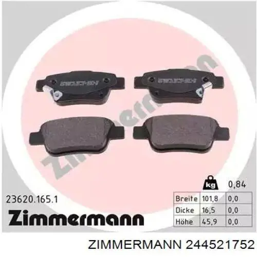 Тормозні колодки Zimmermann 244521752