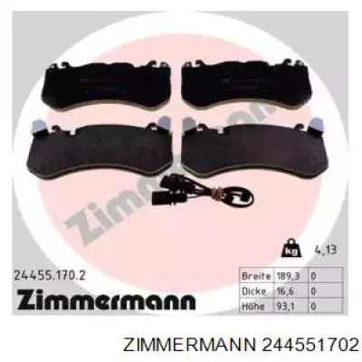 244551702 Zimmermann колодки гальмівні передні, дискові