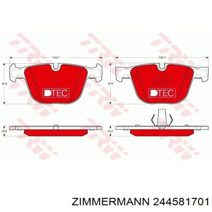Задні гальмівні колодки Zimmermann 244581701 ціна, від 47.83 USD