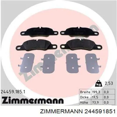 Колодки гальмівні передні, дискові 244591851 Zimmermann