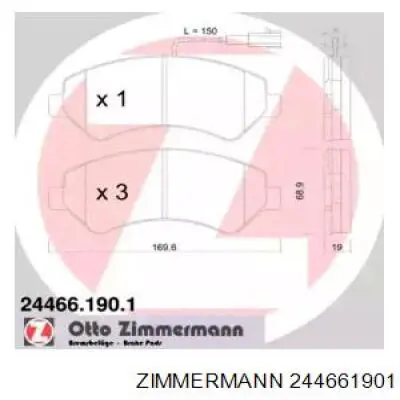 244661901 Zimmermann колодки гальмівні передні, дискові
