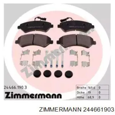 244661903 Zimmermann колодки гальмівні передні, дискові