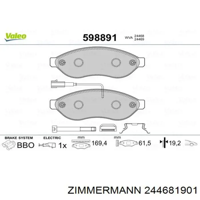 244681901 Zimmermann Передні гальмівні колодки