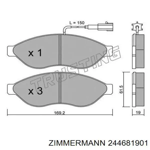 Гальмівні колодки Zimmermann 244681901 ціна, від 25.19 USD