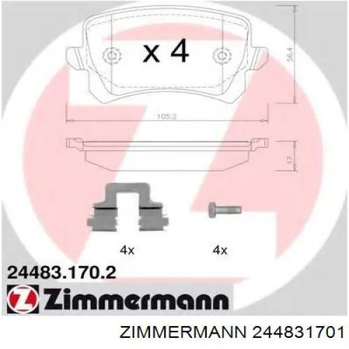 Задні дискові колодки Zimmermann 244831701