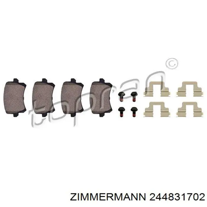 Задні гальмівні колодки 244831702 Zimmermann